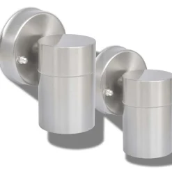 Luminaires-vidaXL Applique murale LED d'extérieur 2 pcs Acier Argent