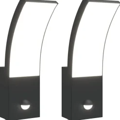Luminaires-vidaXL Appliques murales LED d'extérieur avec capteurs 2 pcs Noir