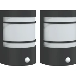 Luminaires-vidaXL Appliques murales d'extérieur et capteurs 2pcs acier inoxydable Noir
