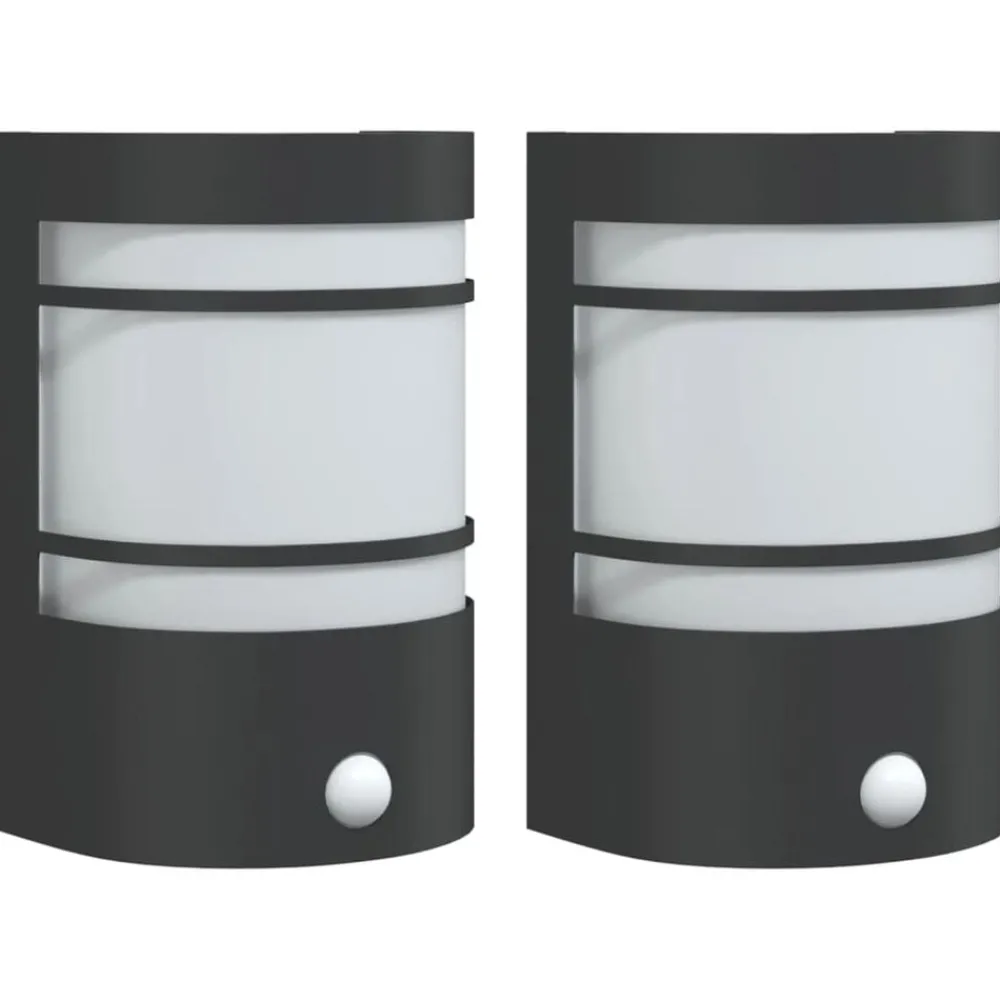 Luminaires-vidaXL Appliques murales d'extérieur et capteurs 2pcs acier inoxydable Noir
