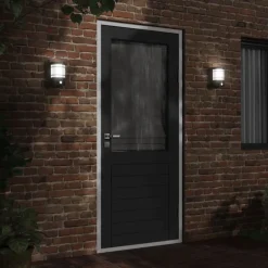 Luminaires-vidaXL Appliques murales d'extérieur et capteurs 2pcs acier inoxydable Noir