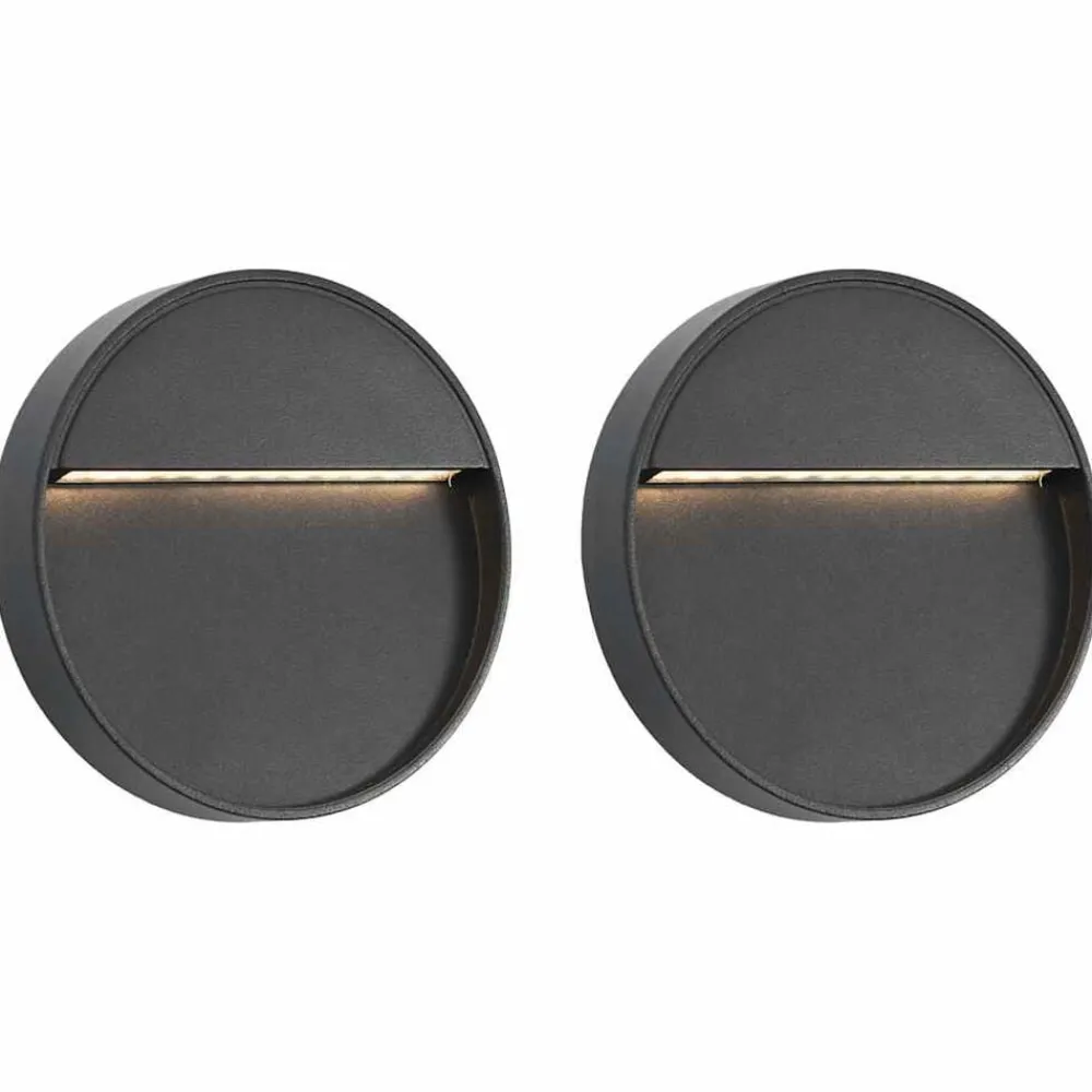 vidaXL Appliques murales à LED d'extérieur 2 pcs 3 W Noir Rond