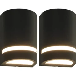 Luminaires-vidaXL Appliques murales d'extérieur 2 pcs 35 W Noir Demi-rond
