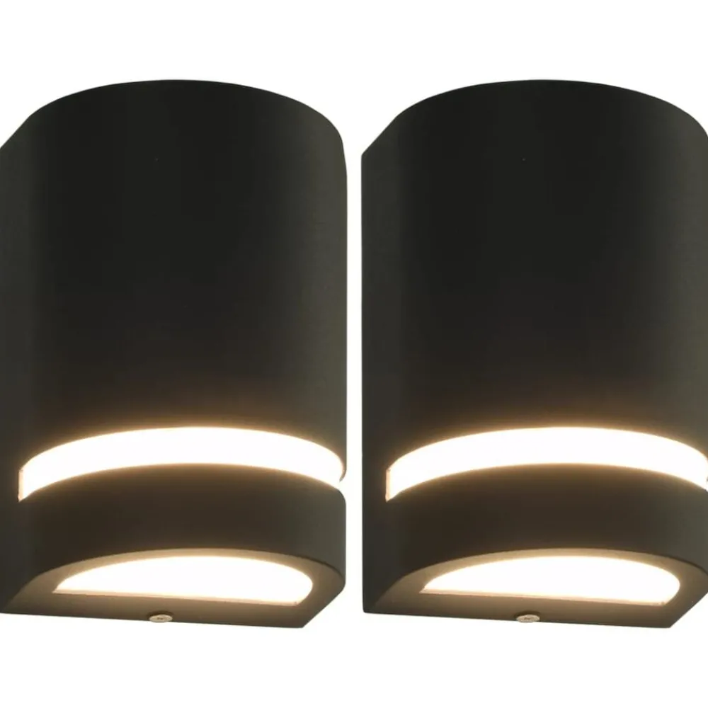 Luminaires-vidaXL Appliques murales d'extérieur 2 pcs 35 W Noir Demi-rond