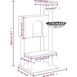 vidaXL Arbre à chat avec griffoirs en sisal 108,5 cm