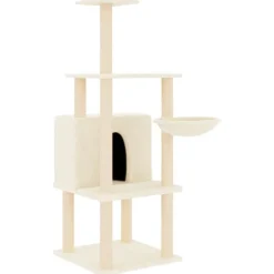 vidaXL Arbre à chat avec griffoirs en sisal crème 132 cm