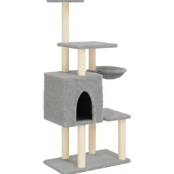 Articles Pour Animaux De Compagnie-vidaXL Arbre à chat avec griffoirs en sisal 131 cm Gris clair