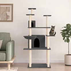 Articles Pour Animaux De Compagnie-vidaXL Arbre à chat avec griffoirs en sisal 166 cm Gris foncé