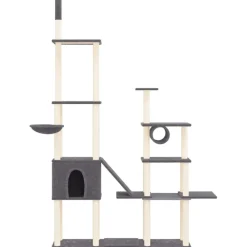 Articles Pour Animaux De Compagnie-vidaXL Arbre à chat avec griffoirs en sisal 279 cm Gris foncé