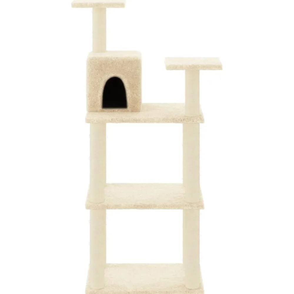 Articles Pour Animaux De Compagnie-vidaXL Arbre à chat avec griffoirs en sisal crème 118,5 cm Crème