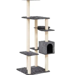 Articles Pour Animaux De Compagnie-vidaXL Arbre à chat avec griffoirs en sisal 142 cm Gris foncé