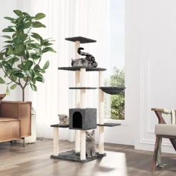 Articles Pour Animaux De Compagnie-vidaXL Arbre à chat avec griffoirs en sisal 142 cm Gris foncé