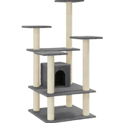 Articles Pour Animaux De Compagnie-vidaXL Arbre à chat avec griffoirs en sisal 110 cm Gris foncé