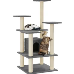 Articles Pour Animaux De Compagnie-vidaXL Arbre à chat avec griffoirs en sisal 110 cm Gris foncé