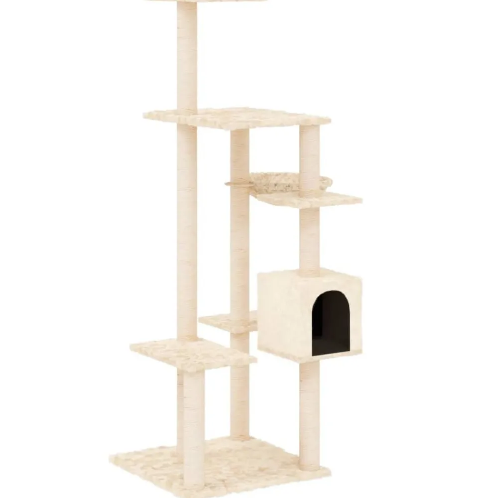 Articles Pour Animaux De Compagnie-vidaXL Arbre à chat avec griffoirs en sisal Crème 142 cm Crème