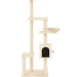 Articles Pour Animaux De Compagnie-vidaXL Arbre à chat avec griffoirs en sisal Crème 142 cm Crème