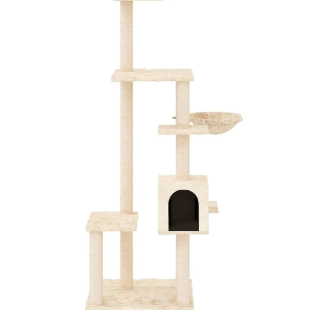 Articles Pour Animaux De Compagnie-vidaXL Arbre à chat avec griffoirs en sisal Crème 142 cm Crème