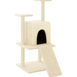 Articles Pour Animaux De Compagnie-vidaXL Arbre à chat avec griffoirs en sisal crème 110 cm Crème