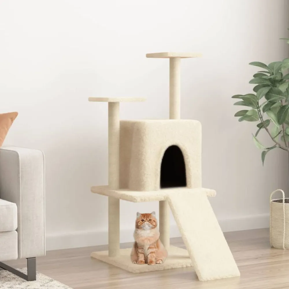 Articles Pour Animaux De Compagnie-vidaXL Arbre à chat avec griffoirs en sisal crème 110 cm Crème