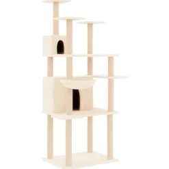 Articles Pour Animaux De Compagnie-vidaXL Arbre à chat avec griffoirs en sisal Crème 166 cm Crème