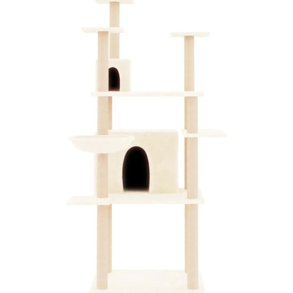 Articles Pour Animaux De Compagnie-vidaXL Arbre à chat avec griffoirs en sisal Crème 166 cm Crème
