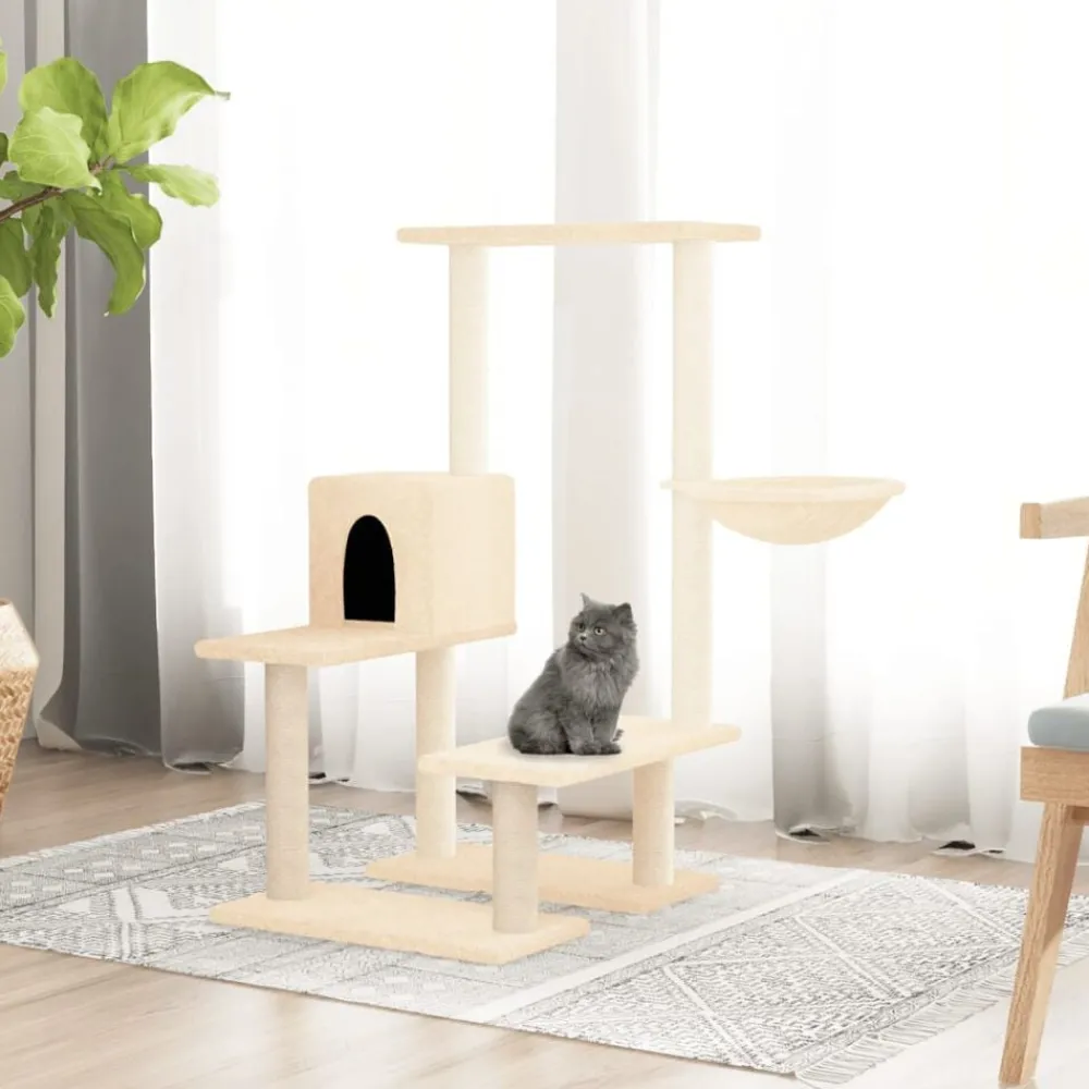 vidaXL Arbre à chat avec griffoirs en sisal Crème 94,5 cm