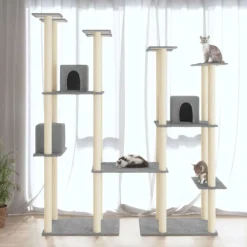 Articles Pour Animaux De Compagnie-vidaXL Arbre à chat avec griffoirs en sisal 174 cm Gris clair