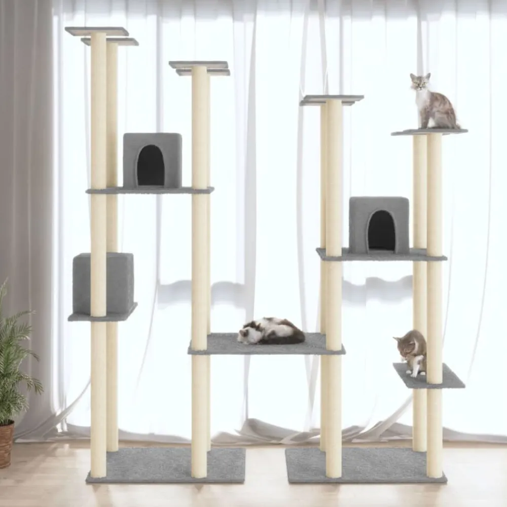 Articles Pour Animaux De Compagnie-vidaXL Arbre à chat avec griffoirs en sisal 174 cm Gris clair