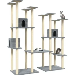 Articles Pour Animaux De Compagnie-vidaXL Arbre à chat avec griffoirs en sisal 174 cm Gris clair