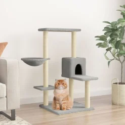 Articles Pour Animaux De Compagnie-vidaXL Arbre à chat avec griffoirs en sisal 95 cm Gris clair