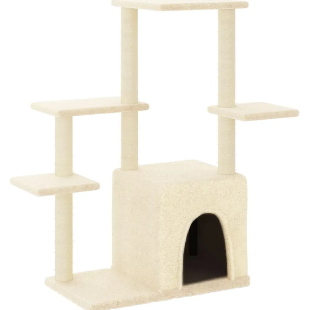 Articles Pour Animaux De Compagnie-vidaXL Arbre à chat avec griffoirs en sisal crème 97,5 cm Crème