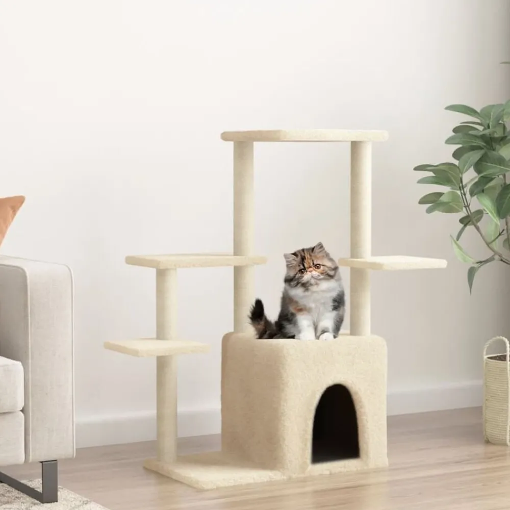 Articles Pour Animaux De Compagnie-vidaXL Arbre à chat avec griffoirs en sisal crème 97,5 cm Crème
