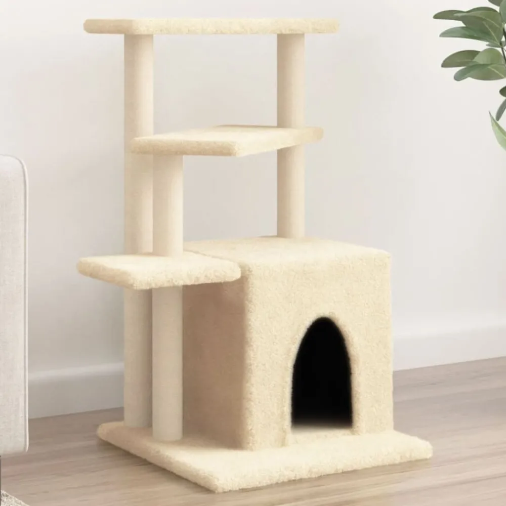 Articles Pour Animaux De Compagnie-vidaXL Arbre à chat avec griffoirs en sisal crème 83,5 cm Crème