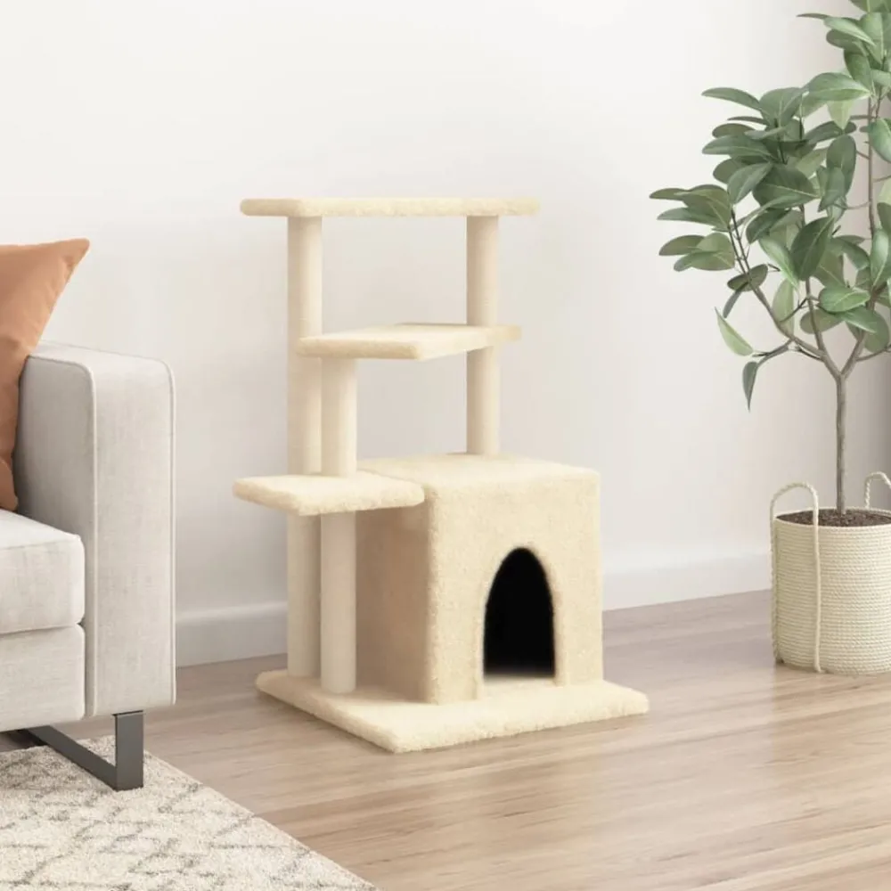 Articles Pour Animaux De Compagnie-vidaXL Arbre à chat avec griffoirs en sisal crème 83,5 cm Crème