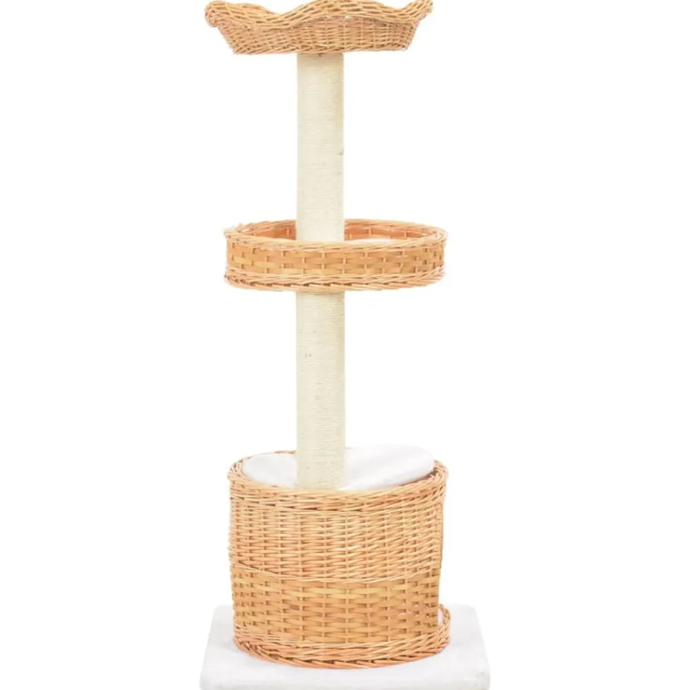 Articles Pour Animaux De Compagnie-vidaXL Arbre à chat avec griffoir en sisal Naturel Bois de saule