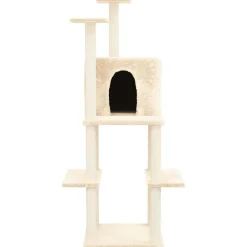 vidaXL Arbre à chat avec griffoirs en sisal Crème 144,5 cm