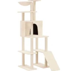 Articles Pour Animaux De Compagnie-vidaXL Arbre à chat avec griffoirs en sisal Crème 166 cm Crème