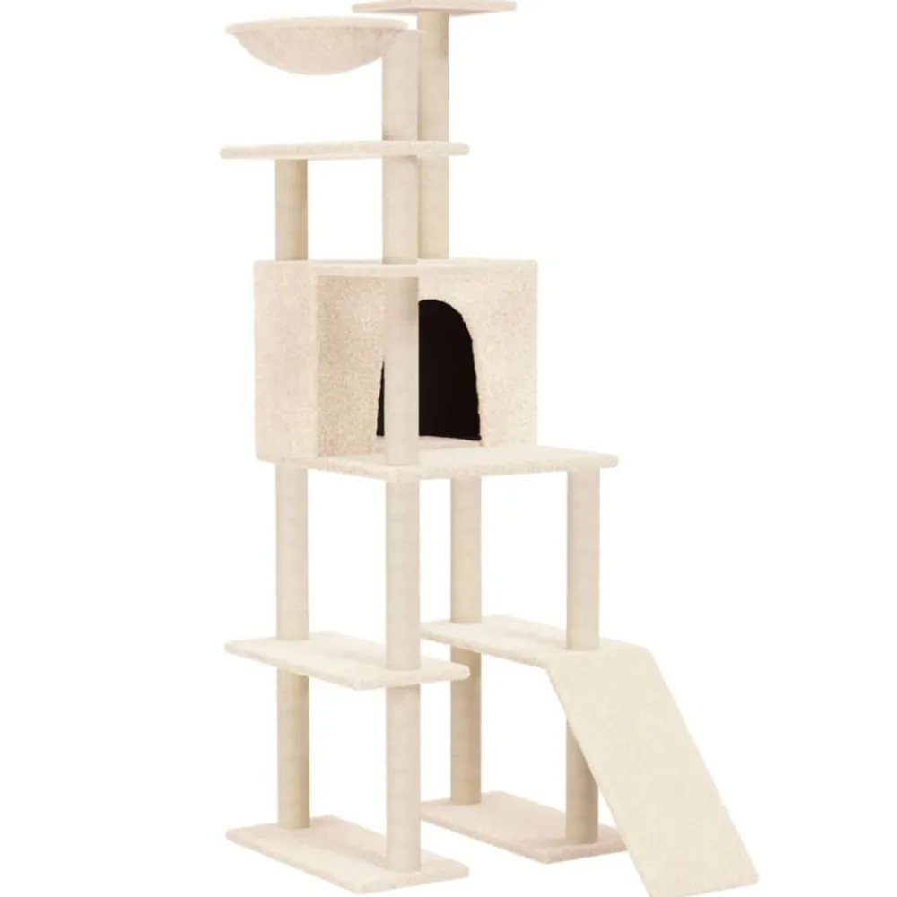Articles Pour Animaux De Compagnie-vidaXL Arbre à chat avec griffoirs en sisal Crème 166 cm Crème
