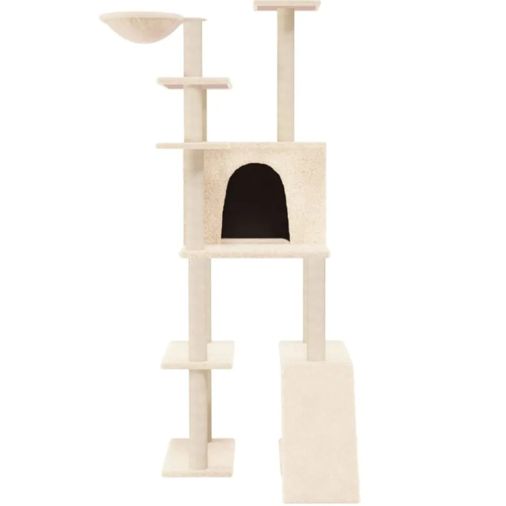 Articles Pour Animaux De Compagnie-vidaXL Arbre à chat avec griffoirs en sisal Crème 166 cm Crème
