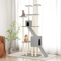 Articles Pour Animaux De Compagnie-vidaXL Arbre à chat avec griffoirs en sisal 190 cm Gris clair