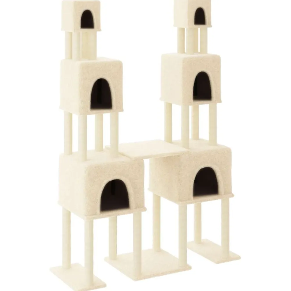 Articles Pour Animaux De Compagnie-vidaXL Arbre à chat avec griffoirs en sisal Crème 199 cm Crème