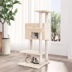 vidaXL Arbre à chat avec griffoirs en sisal Crème 108,5 cm