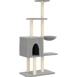 Articles Pour Animaux De Compagnie-vidaXL Arbre à chat avec griffoirs en sisal 145 cm Gris clair