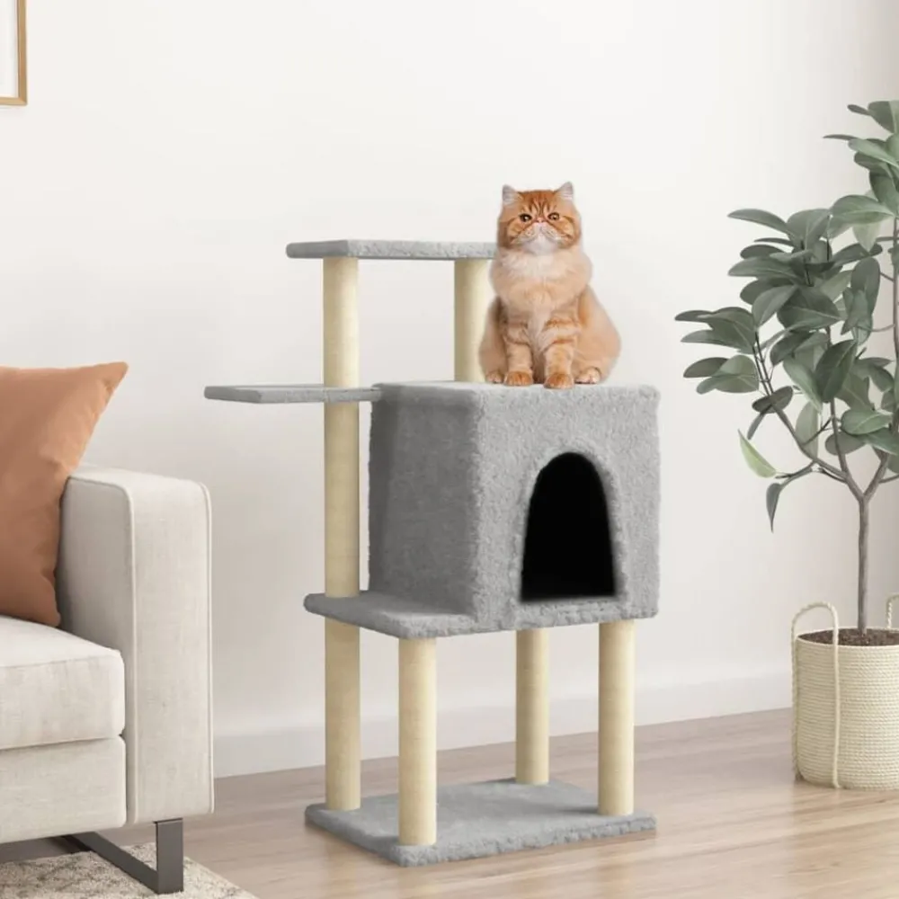 Articles Pour Animaux De Compagnie-vidaXL Arbre à chat avec griffoirs en sisal 97 cm Gris clair