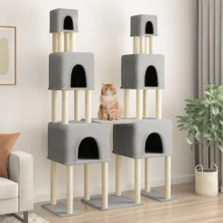Articles Pour Animaux De Compagnie-vidaXL Arbre à chat avec griffoirs en sisal 199 cm Gris clair