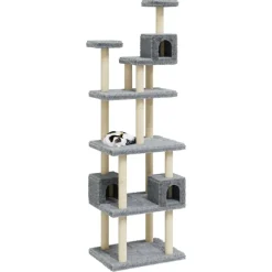 Articles Pour Animaux De Compagnie-vidaXL Arbre à chat avec griffoirs en sisal 188 cm Gris clair