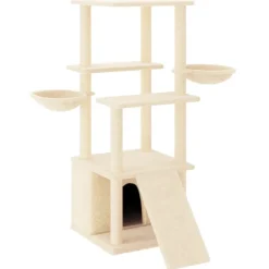 Articles Pour Animaux De Compagnie-vidaXL Arbre à chat avec griffoirs en sisal crème 133 cm Crème