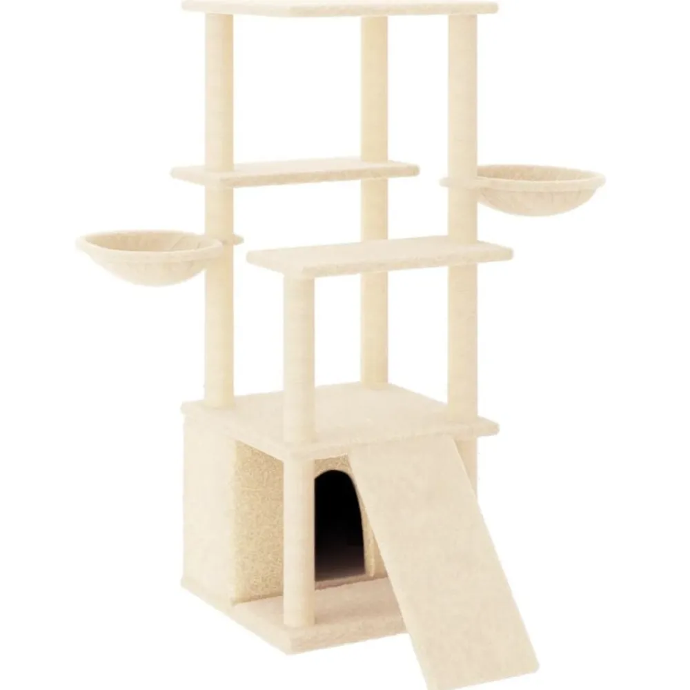 Articles Pour Animaux De Compagnie-vidaXL Arbre à chat avec griffoirs en sisal crème 133 cm Crème