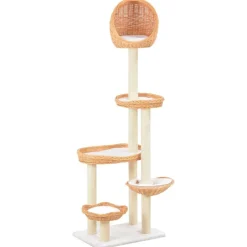 Articles Pour Animaux De Compagnie-vidaXL Arbre à chat avec griffoir en sisal Naturel Bois de saule