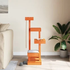 vidaXL Arbre à chat cire marron 45,5x49x103 cm bois de pin massif